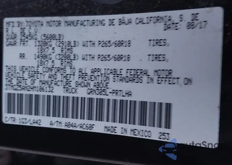 2017 Toyota Tacoma Limited from USA, damaged, VIN 3TMGZ5AN2HM106132